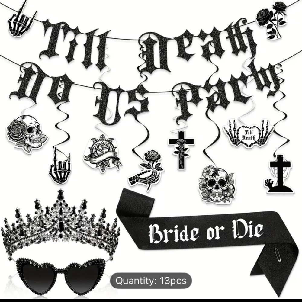 Til Death Do Us Party Black and White Party Supplies Set